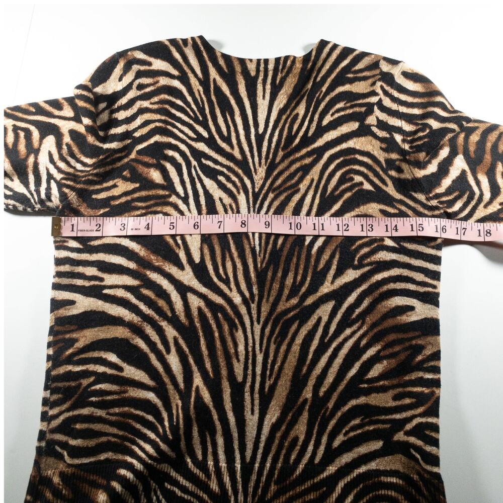 WHBM Womens Zebra Print Cardigan Small Brown Black Snap Button - Picture 12 of 13